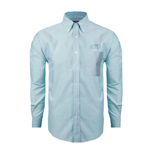 Light Blue Oxford Long Sleeve Shirt-ATO Greek Letters