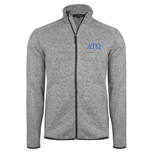 Grey Heather Sweater Fleece Jacket-ATO Greek Letters