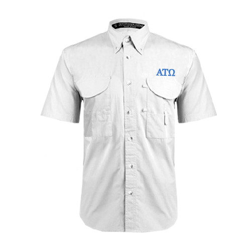 White Fishing Shirt Performance Short Sleeve-ATO Greek Letters