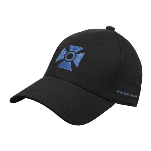 Black Structured Adjustable Pro Style Hat-Cross