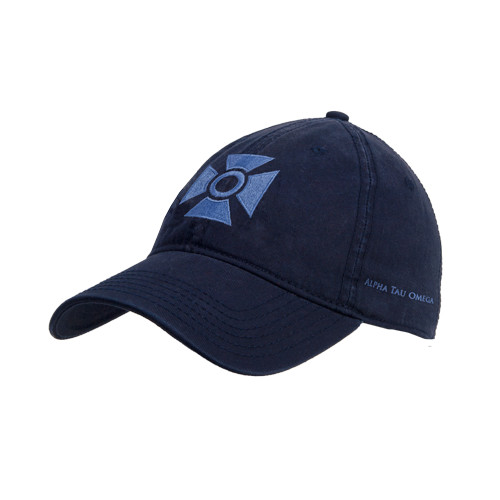 Navy Unstructured Adjustable Low Profile Hat-Cross