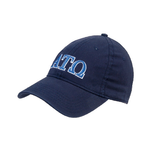 Navy Unstructured Adjustable Low Profile Hat-ATO 2 Color Greek Letters