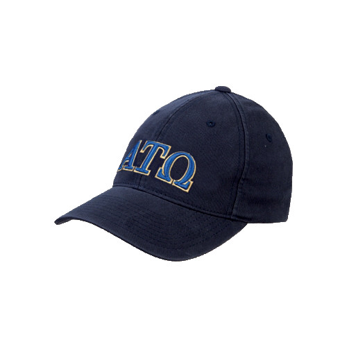 Navy Flexfit Structured Low Profile Hat-ATO 2 Color Greek Letters