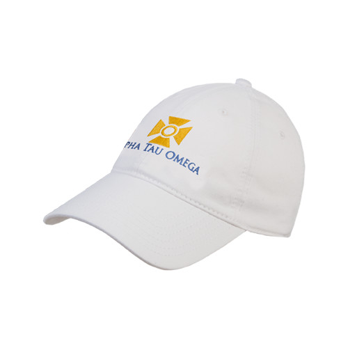 White Unstructured Adjustable Low Profile Hat-Official Logo