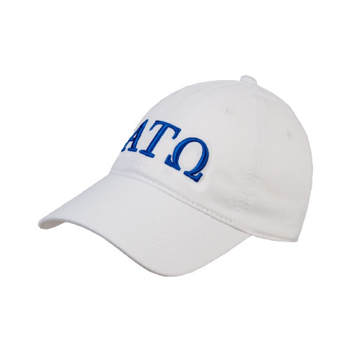 White Unstructured Adjustable Low Profile Hat-ATO Greek Letters