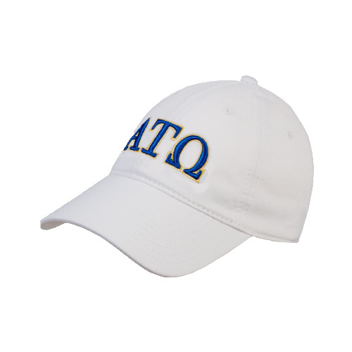 White Unstructured Adjustable Low Profile Hat-ATO 2 Color Greek Letters