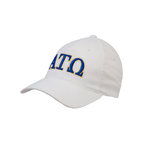 White Flexfit Structured Low Profile Hat-ATO 2 Color Greek Letters