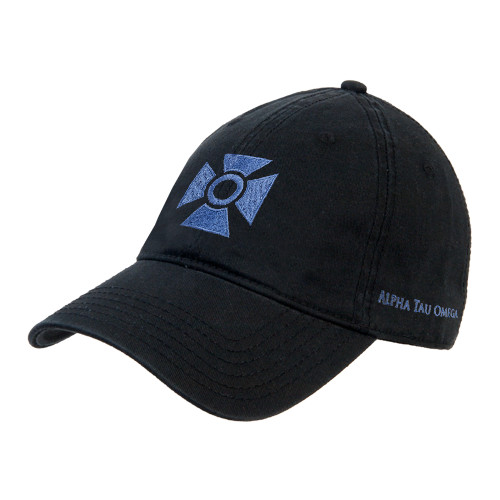 Black Unstructured Adjustable Low Profile Hat-Cross