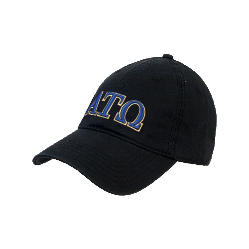 Black Unstructured Adjustable Low Profile Hat-ATO 2 Color Greek Letters