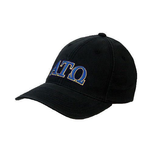 Black Flexfit Structured Low Profile Hat-ATO 2 Color Greek Letters