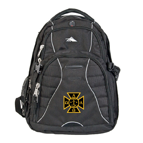 High Sierra Black Swerve Computer Backpack-Badge