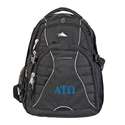 High Sierra Black Swerve Computer Backpack-ATO Greek Letters
