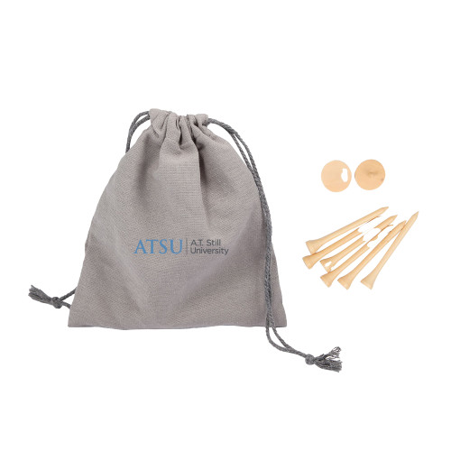  Bamboo Golf Tee Set w/ Grey Recycled Pouch - ATSU Primary Logo