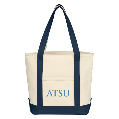 A.T. Still Univ Cotton Canvas Natural/Navy Tote Bag