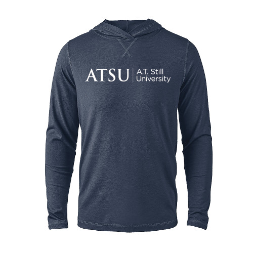  Navy Heather Long Sleeve Hooded Tee - ATSU Primary Logo