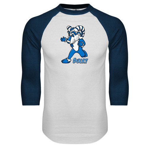 A.T. Still Univ White/Navy Raglan Baseball T Shi