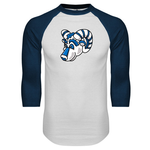 A.T. Still Univ White/Navy Raglan Baseball T Shi