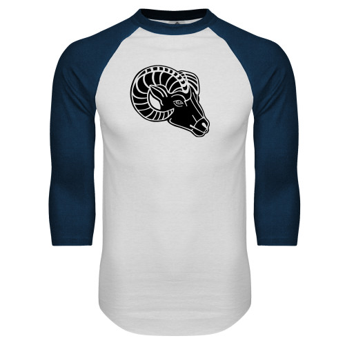 A.T. Still Univ White/Navy Raglan Baseball T Shi