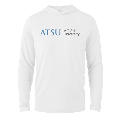  White Long Sleeve Hooded Tee - ATSU Primary Logo