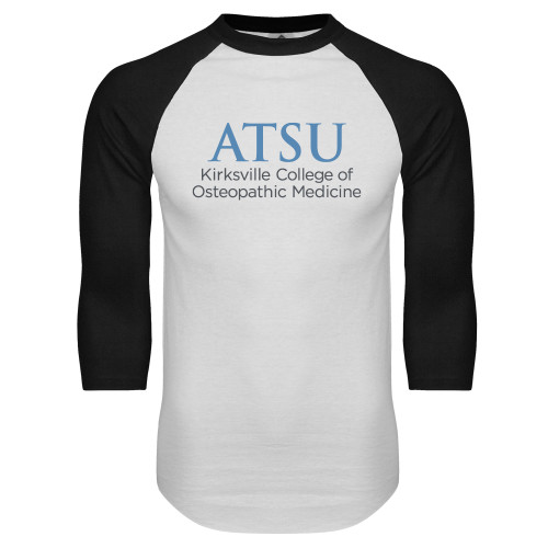  White/Black Raglan Baseball T Shirt - ATSU Kirksville Osteopathic Secondary