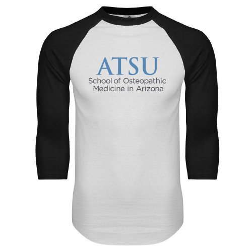  White/Black Raglan Baseball T Shirt - ATSU School of Osteopathic Arizona Secondary