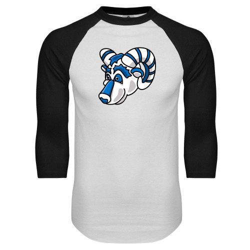  White/Black Raglan Baseball T Shirt - ATSU Bucky Head