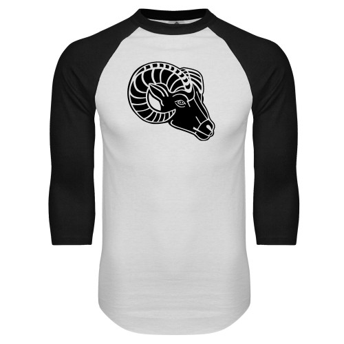  White/Black Raglan Baseball T Shirt - ATSU Ram