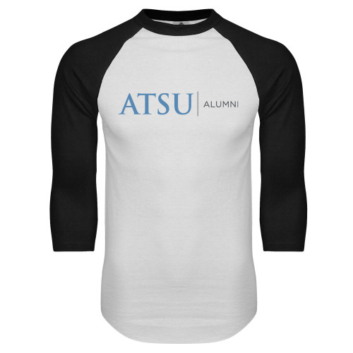  White/Black Raglan Baseball T Shirt - ATSU Alumni