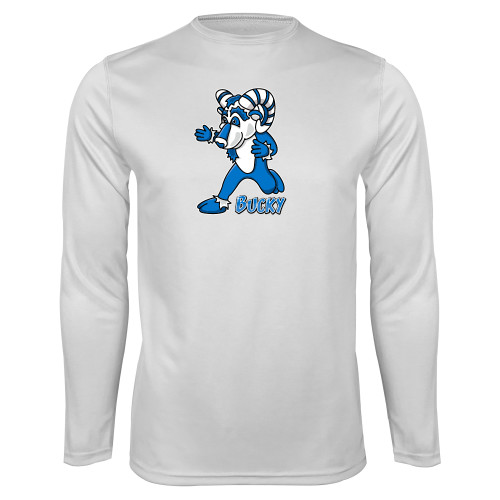  White Performance Long Sleeve Shirt - ATSU Bucky the Ram