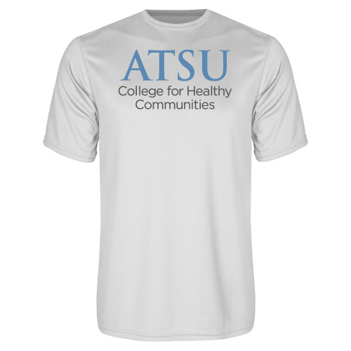  White Performance Tee - Stacked College for Healthy Communities CHC