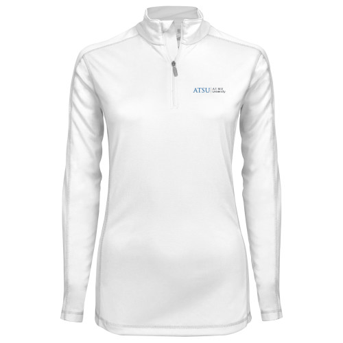  Syntrel Womens White Interlock 1/4 Zip - ATSU Primary Logo