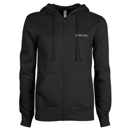  ENZA Womens Black Fleece Full Zip Hoodie - ATSU Primary Logo