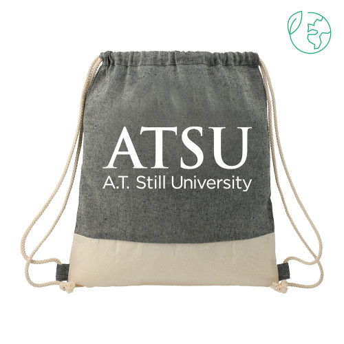 A.T. Still Univ Split Recycled Cotton Natural/Black Drawstring Bag