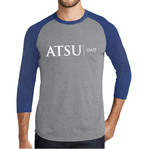  Grey/Royal Heather Triblend Baseball Raglan Tee - ATSU Dad