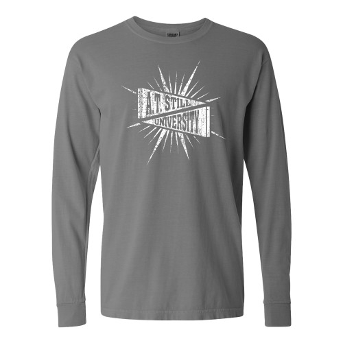  Comfort Colors Grey Long Sleeve T Shirt - AT Still Distressed Pennant