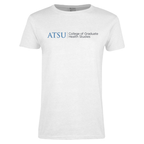  Womens White Short Sleeve Tee - ATSU College of Grad Health Primary