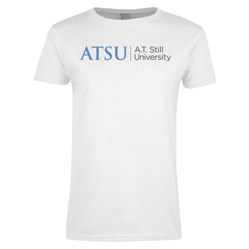  Womens White Short Sleeve Tee - ATSU Primary Logo