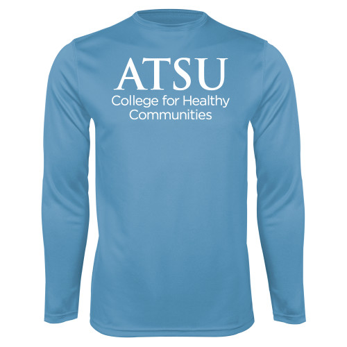  Light Blue Performance Long Sleeve Shirt - Stacked College for Healthy Communities CHC