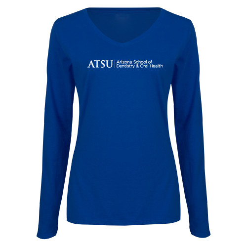  Womens Royal Long Sleeve V Neck Tee  - ATSU Arizona School Dentistry Primary