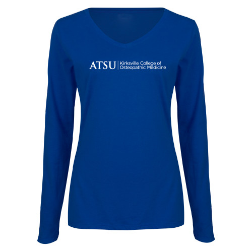  Womens Royal Long Sleeve V Neck Tee  - ATSU Kirksville Osteopathic Primary