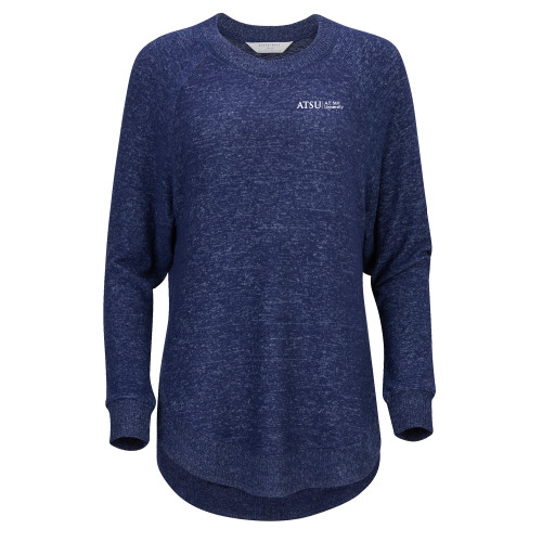 Boxercraft Womens Navy Heather Cuddle Oversized Crew - ATSU Primary Logo