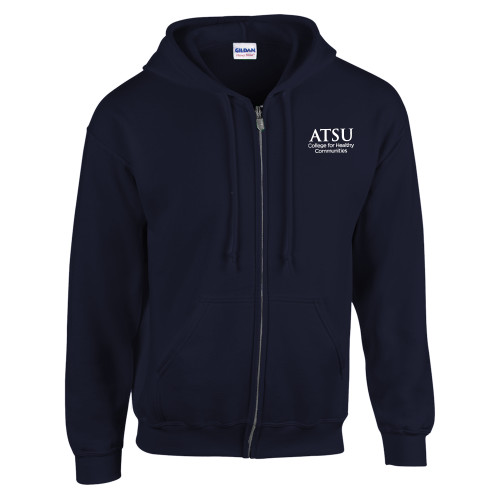  Navy Fleece Full Zip Hoodie - Stacked College for Healthy Communities CHC