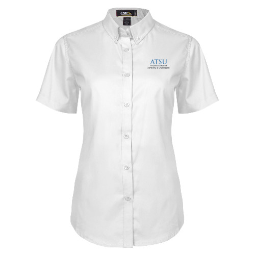  Womens White Twill Button Up Short Sleeve - ATSU Arizona School Dentistry Secondary