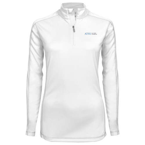  Syntrel Womens White Interlock 1/4 Zip - ATSU Primary Logo