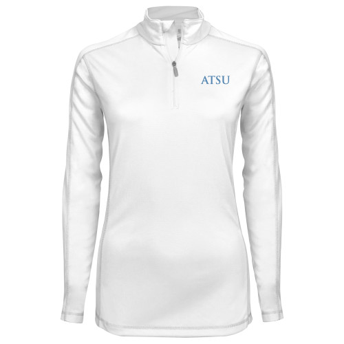  Syntrel Womens White Interlock 1/4 Zip - ATSU Acronymn Logo