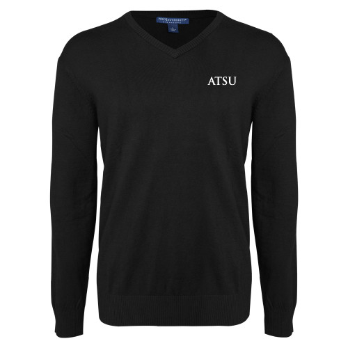  Black VNeck Sweater - ATSU Acronymn Logo