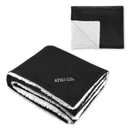 A.T. Still Univ Super Soft Luxurious Black Sherpa Throw Blanket