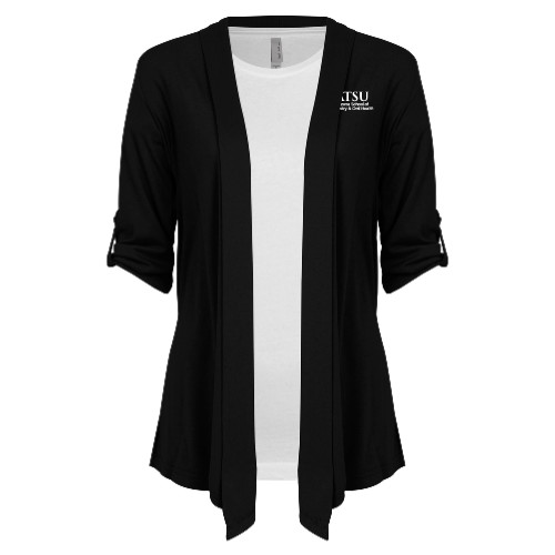  Womens Black Drape Front Cardigan Sweater - ATSU Arizona School Dentistry Secondary