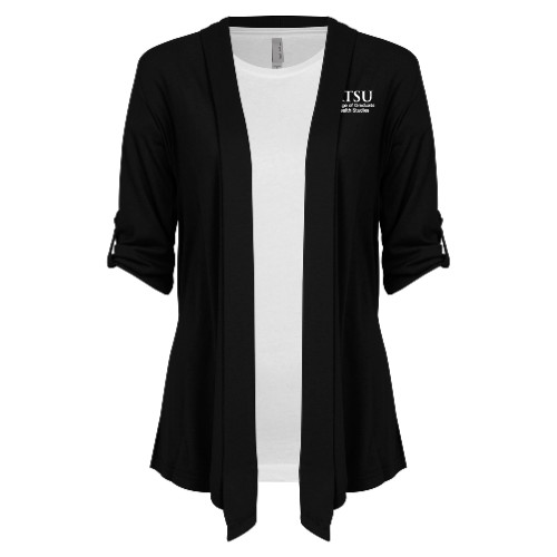  Womens Black Drape Front Cardigan Sweater - ATSU College of Grad Health Secondary