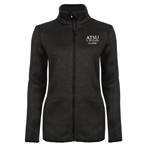  Womens Black Heather Fleece Jacket - ATSU Alumni Stacked